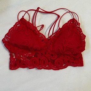 PINK Red Lace Bralette